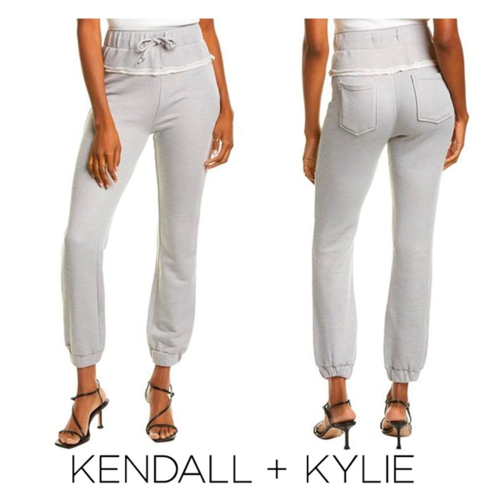 NEW Kendall + Kylie Oxford Gray Drawstring Pants Joggers